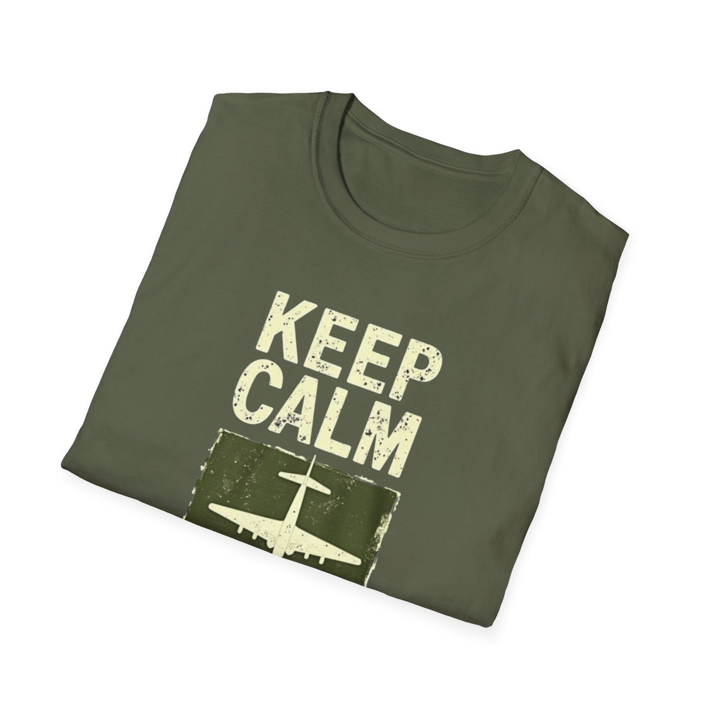 Keep Calm and Bomb On Unisex Softstyle T-Shirt, Casual Wear, Gift for Veterans, Military Humor, Comfortable Tees