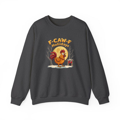 Rooster F-Caw-f Holiday sweater, Unisex Heavy Blend™ Crewneck Sweatshirt