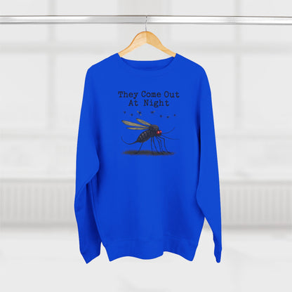 Mosquito, They come out at night, Cozy Nighttime Crewneck Sweatshirt, perfect for casual wear, gift for nature lovers, cozy evenings, Halloween, spooky season, graphic [...] - Psychonaut Swag