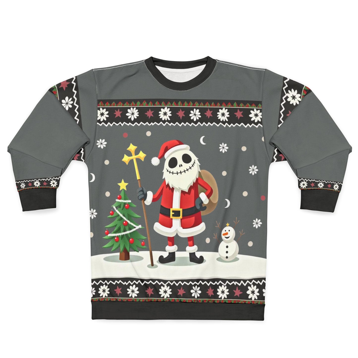 Santa Skeleton Ugly Christmas Sweater - Holiday Skull Santa Sweatshirt
