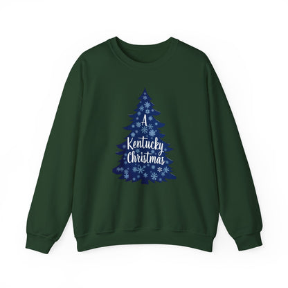 Kentucky Christmas Sweatshirt — Blue Plaid Tree Holiday Crewneck