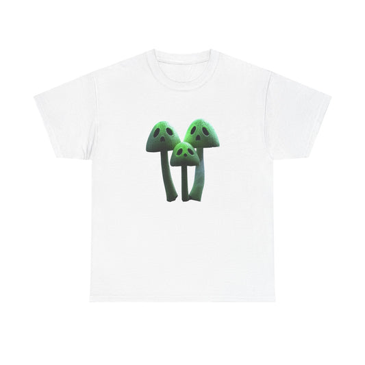 Glowing Ghost Mushroom Tee - Unisex Heavy Cotton T-Shirt, Funny Shirt, Unique Gift, Outdoor Adventure Wear, Halloween Shirt