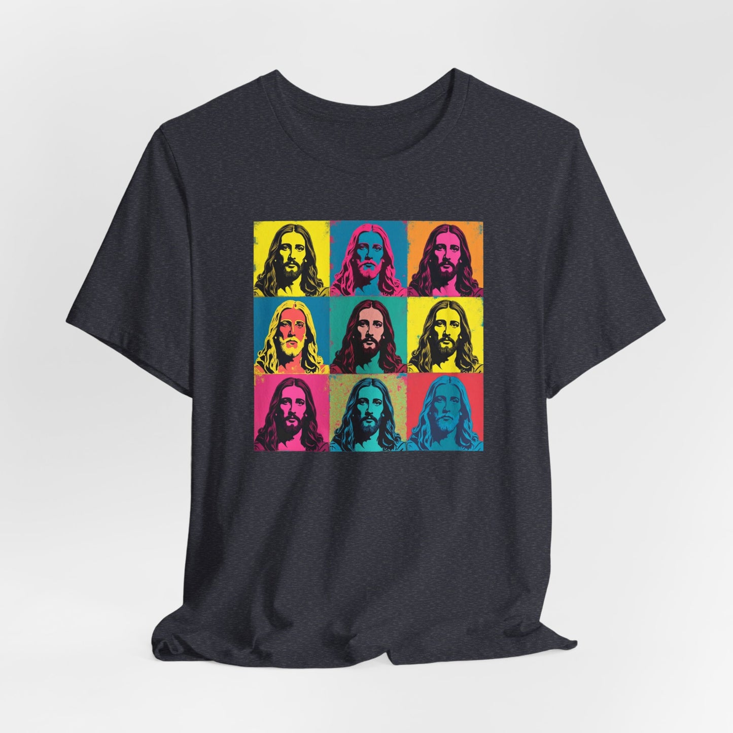Jesus, Pop Art T-Shirt — Retro Colorful Nine-Panel Graphic Tee