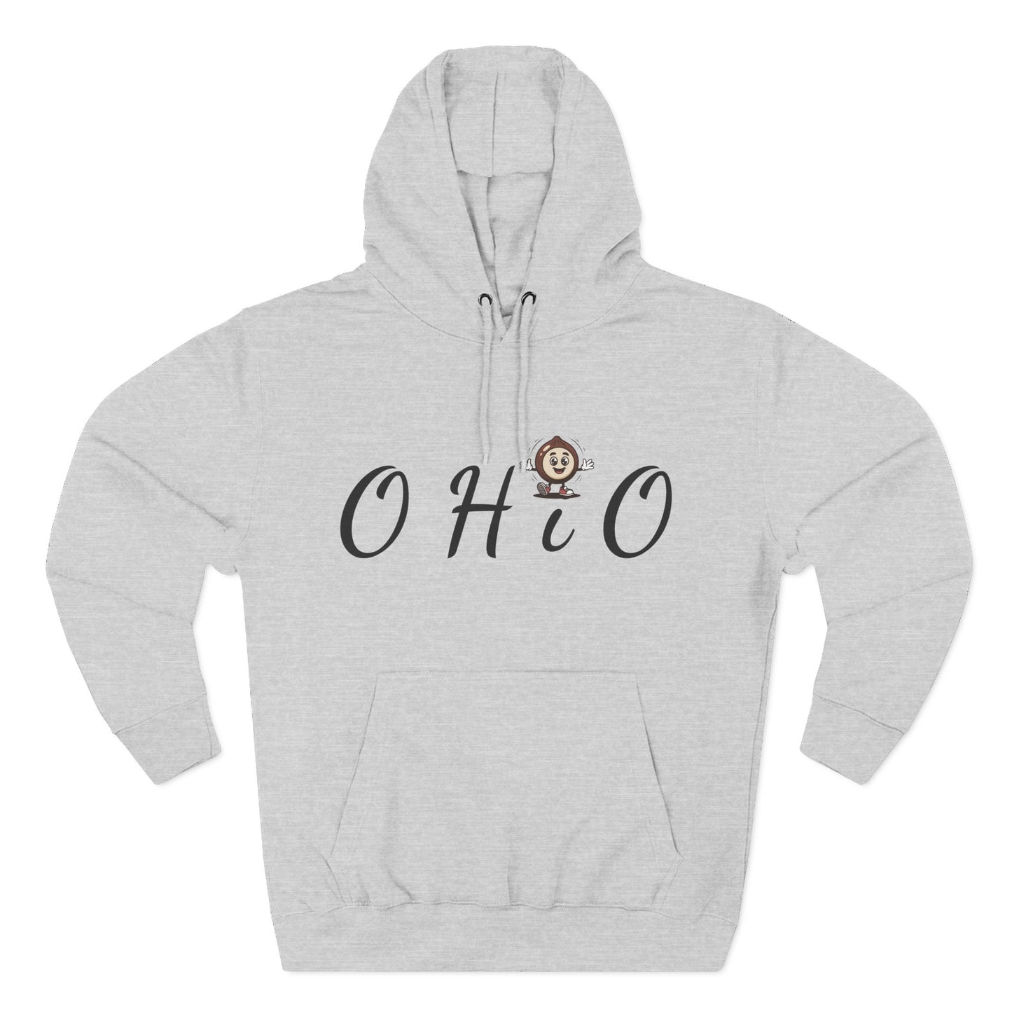 Ohio Script Hoodie with Cute Buckeye Mascot