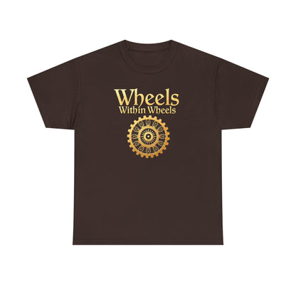 Wheels within wheels, Unisex Heavy Cotton Tee, Casual Wear, Gift for Cyclists, Graphic T-Shirt, Birthday Gift, Summer Style - Psychonaut Swag