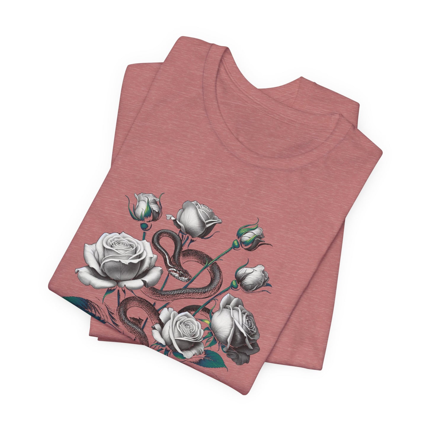 Rose and Snake Graphic Tee – Gothic Floral Vintage Shirt