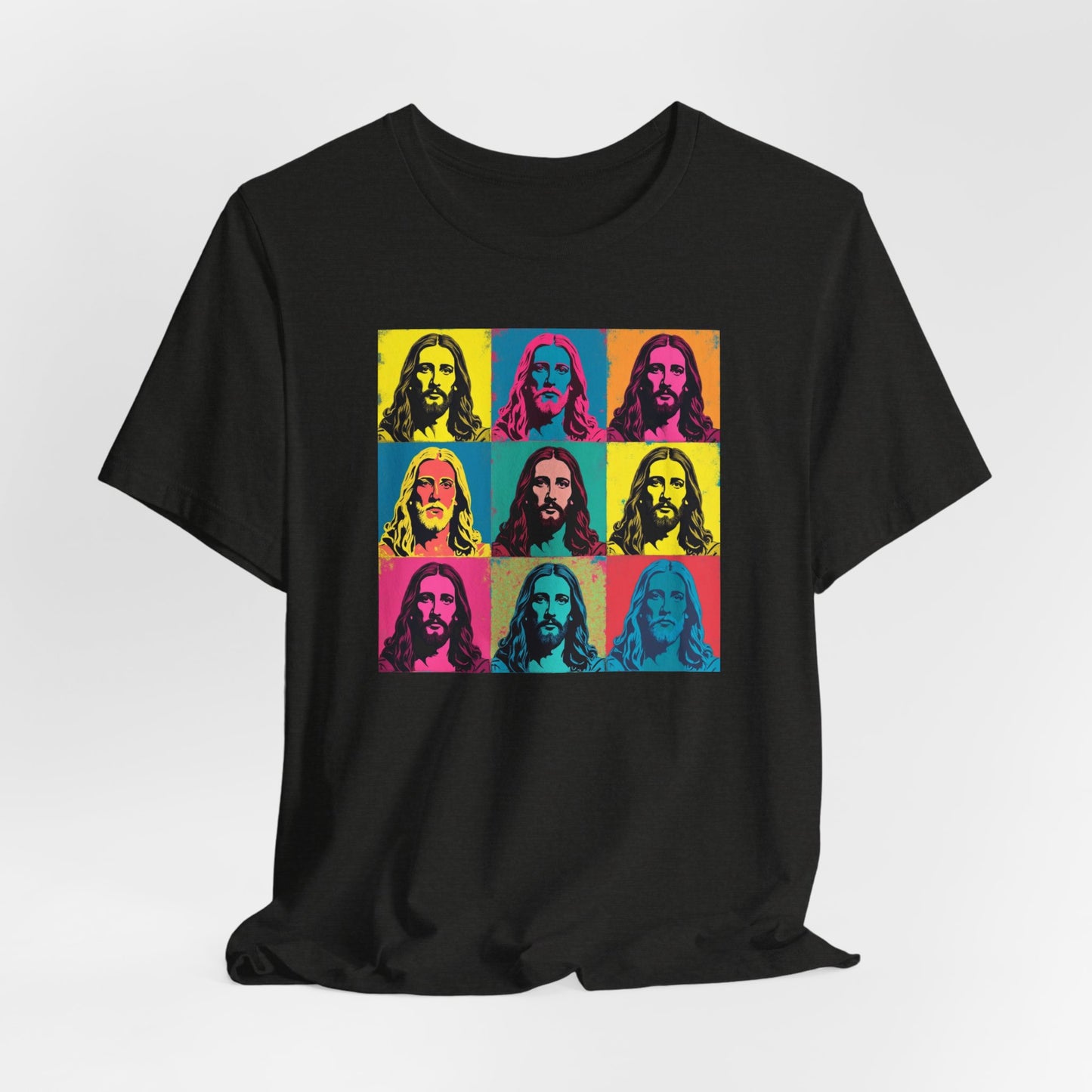 Jesus, Pop Art T-Shirt — Retro Colorful Nine-Panel Graphic Tee