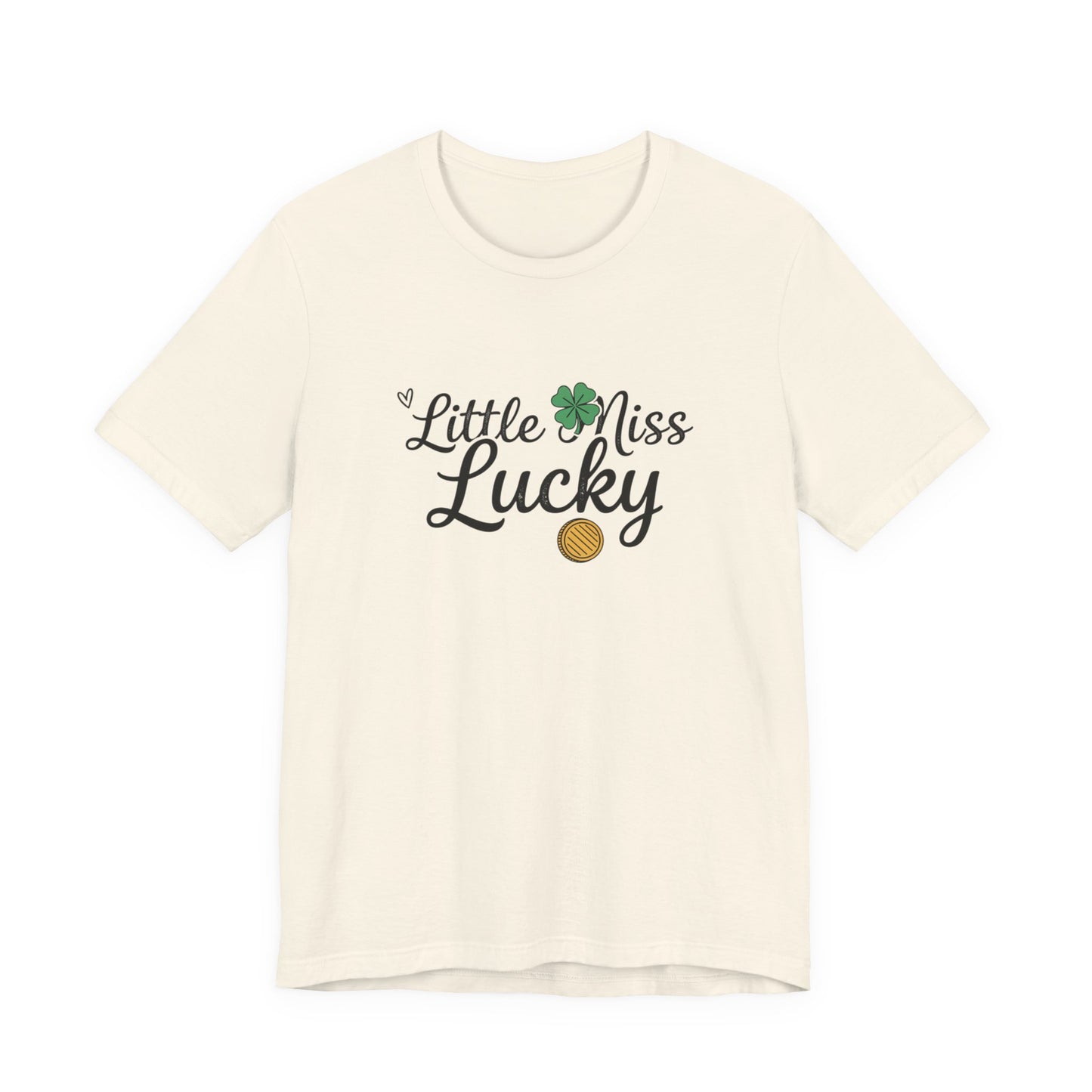 Little Miss Lucky T-Shirt — St. Patrick’s Day Girls’ Tee with Shamrock & Gold Coin