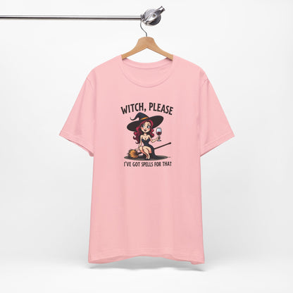 Witch, Please Tee — Cute Pinup Witch Graphic T‑Shirt ("I’ve Got Spells For That")