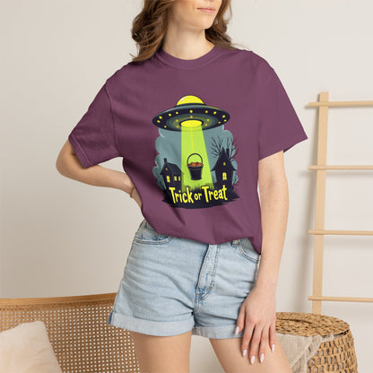 Halloween UFO Trick or Treat T-Shirt — Alien Abduction Spooky Tee
