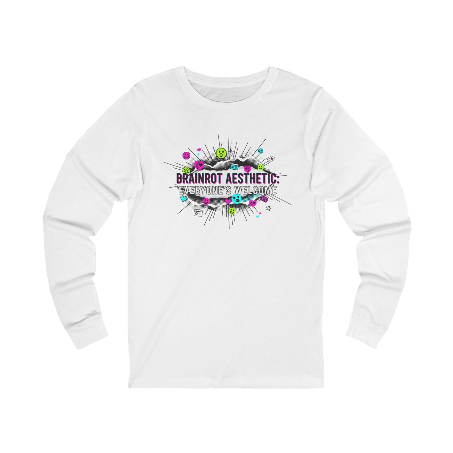 Brainrot Aesthetic Long Sleeve Tee — Colorful Graphic Brain Art