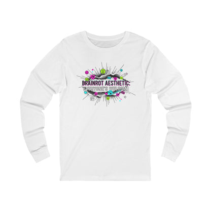 Brainrot Aesthetic Long Sleeve Tee — Colorful Graphic Brain Art