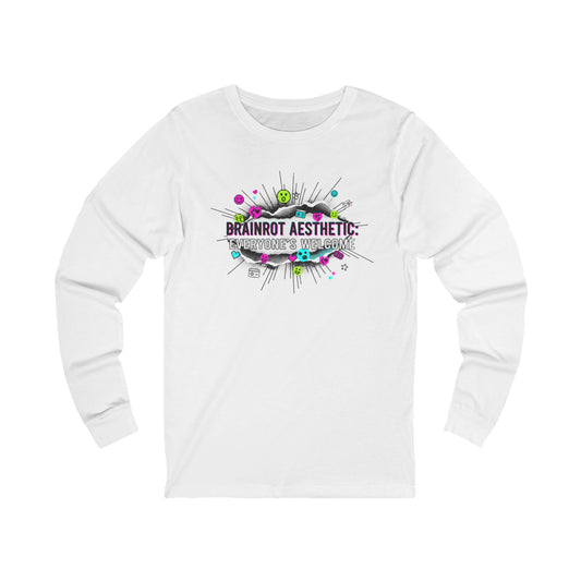 Brainrot Aesthetic Long Sleeve Tee — Colorful Graphic Brain Art