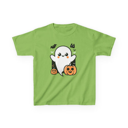 Kids Halloween Tee, Ghost Trick or Treat Top, Autumn Fun Apparel, Pumpkin Graphic Tee, Festive Kidswear