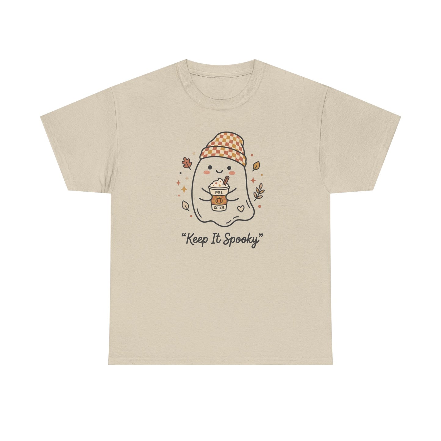 Keep It Spooky Ghost Tee — Cute Fall Halloween Shirt with Pumpkin Latte