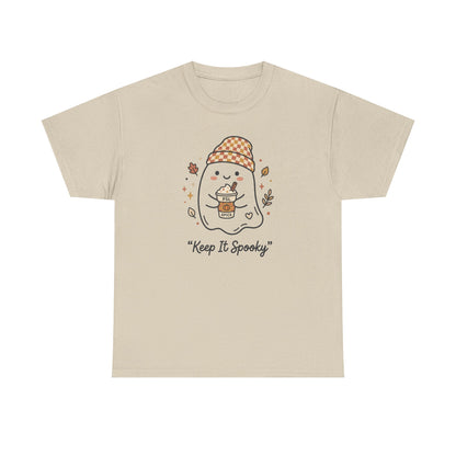 Keep It Spooky Ghost Tee — Cute Fall Halloween Shirt with Pumpkin Latte