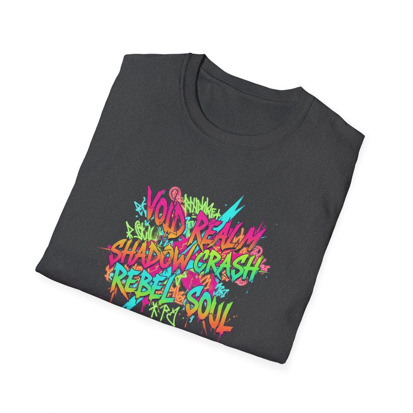 Retro Graffiti Tee — "Void Realm Shadow Crash Rebel Soul" Graphic T-Shirt
