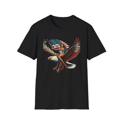 Patriot Riding Eagle, Graphic Tee - Unisex T-Shirt, Eagle Design, 4th of July Shirt, Independence Day Apparel, Festival Wear, Gift for Patriots - Psychonaut Swag