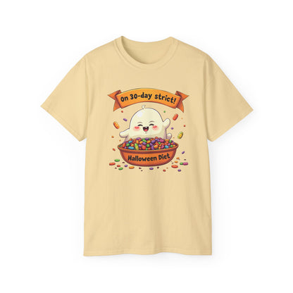 Funny Halloween Diet, Unisex Tee, Cute Ghost Humor Shirt, Gift for Halloween Lovers, Halloween Diet T-Shirt, Spooky Season Apparel