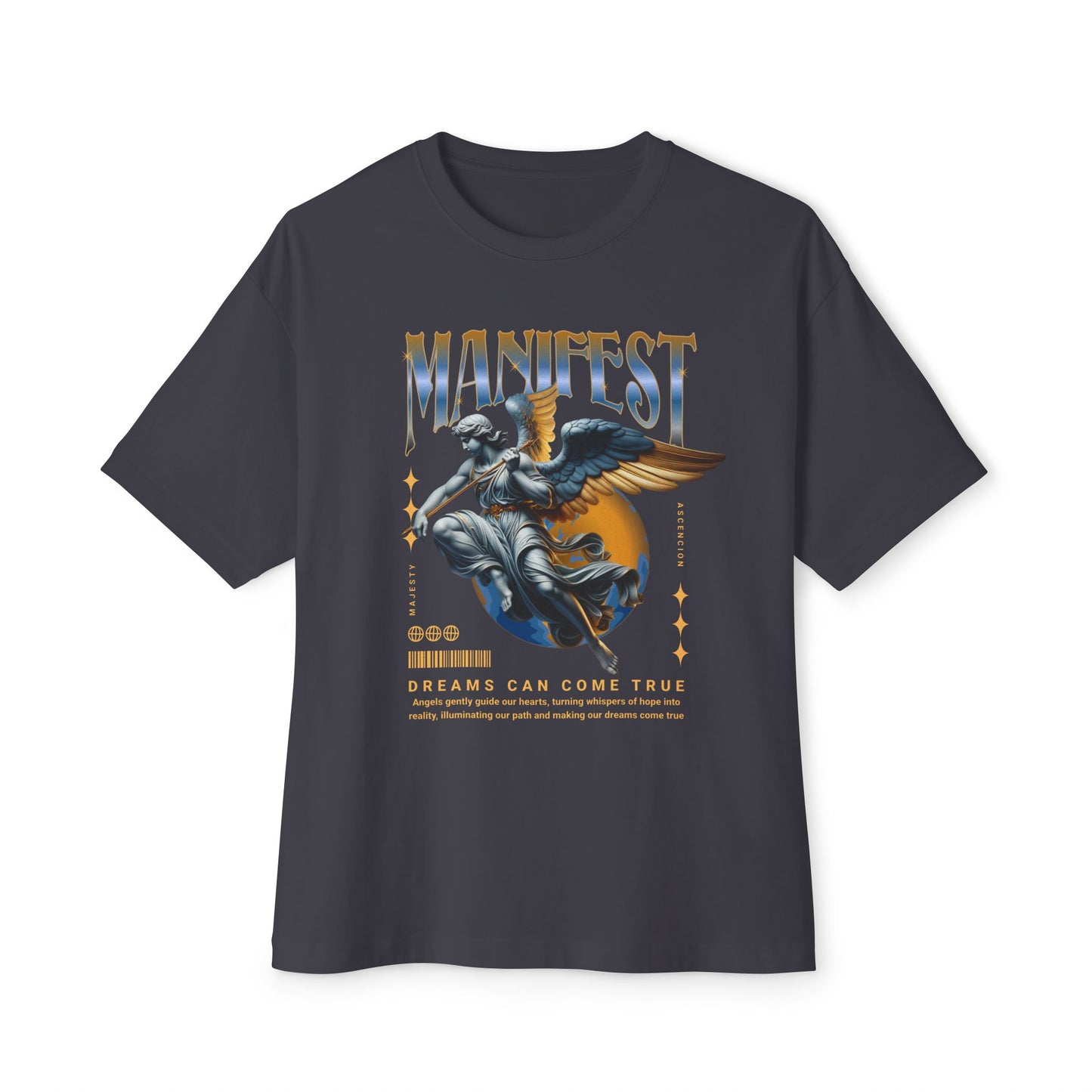 Manifest Angel Graphic Tee — Oversized Boxy Spiritual T‑Shirt