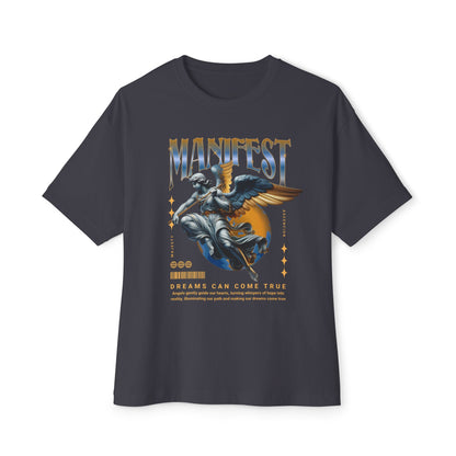 Manifest Angel Graphic Tee — Oversized Boxy Spiritual T‑Shirt