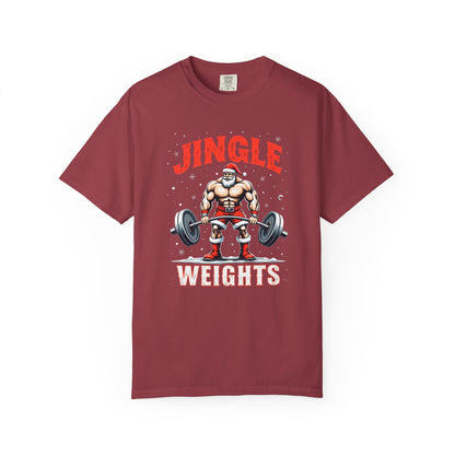 Jingle Weights T-Shirt — Santa Weightlifting Gym Tee (Christmas Fitness Gift)