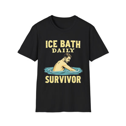 Ice Bath Daily Survivor Unisex Softstyle T-Shirt, Motivational Tee, Gift for Survival Enthusiasts, Fitness Apparel, Recovery Shirt - Psychonaut Swag
