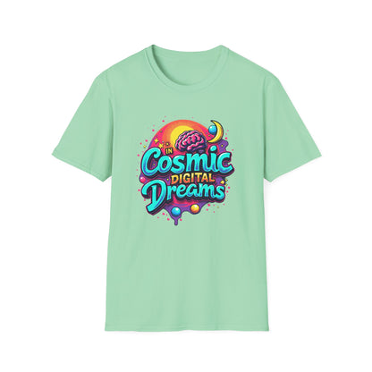 Cosmic Digital Dreams Unisex Softstyle T-Shirt - Vibrant Space-Inspired Design - Psychonaut Swag