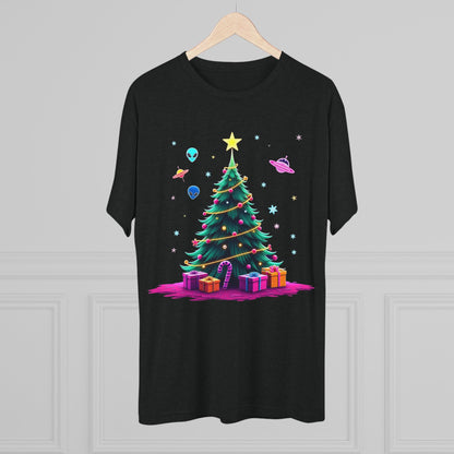 Alien visitors Christmas tree, Unisex Tri-Blend Crew Tee