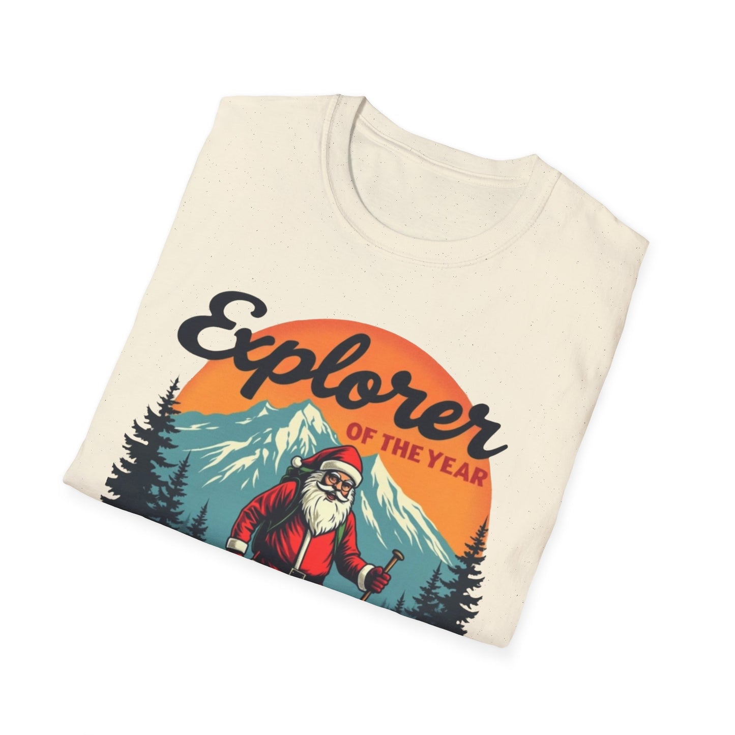 Explorer of the Year T-Shirt — Santa Hiker Vintage Outdoor Christmas Tee
