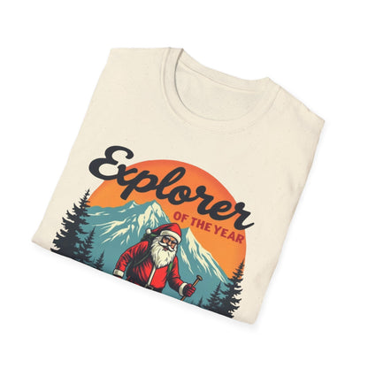 Explorer of the Year T-Shirt — Santa Hiker Vintage Outdoor Christmas Tee