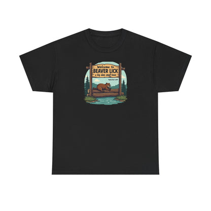Beaver Lick Welcome Sign T-Shirt — Retro Outdoors Camping Graphic Tee