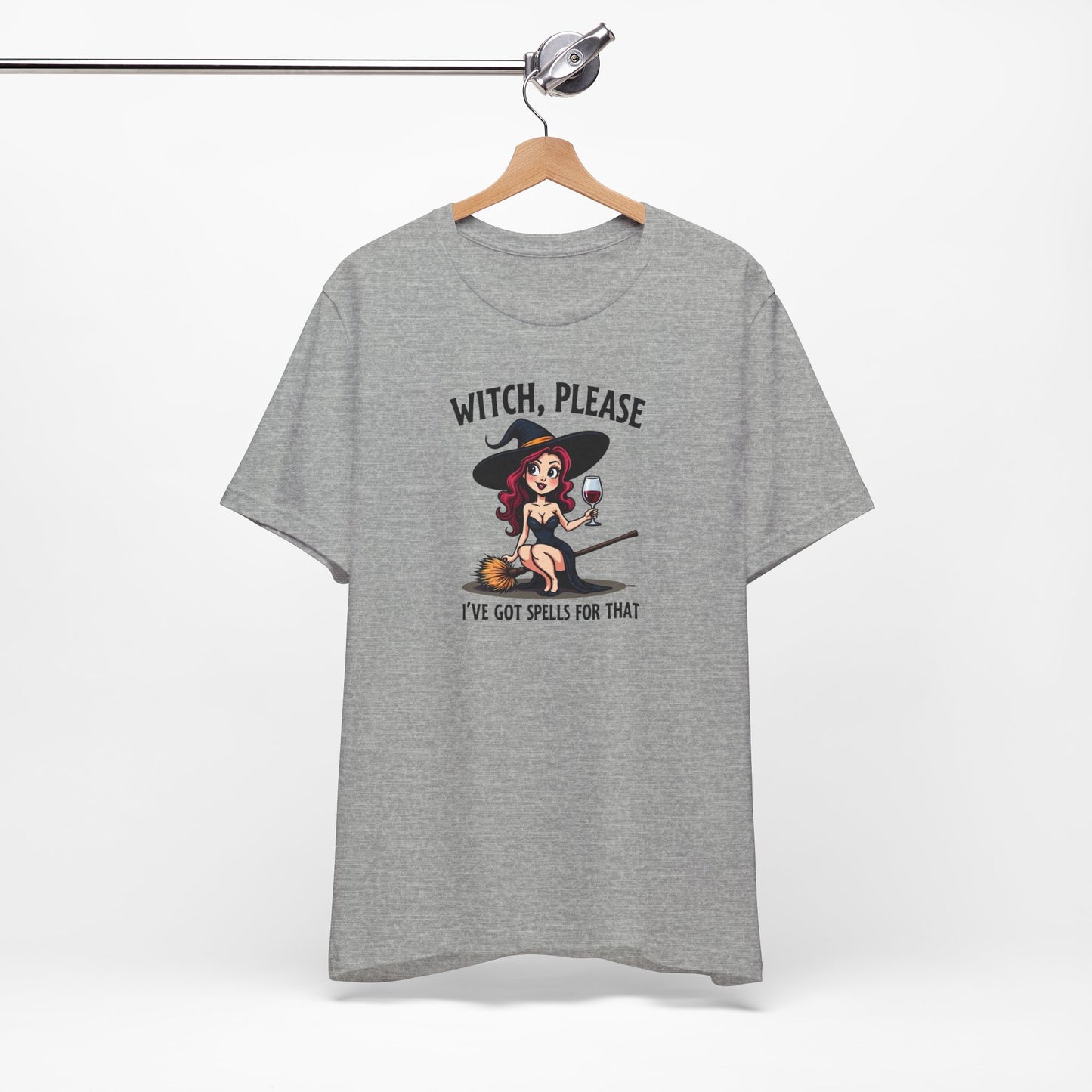 Witch, Please Tee — Cute Pinup Witch Graphic T‑Shirt ("I’ve Got Spells For That")