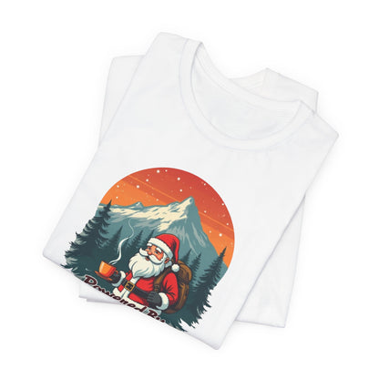 Coffee-Powered Santa T-Shirt — "Powered by Coffee" Holiday Tee