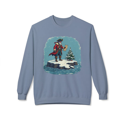 Colonial Santa and Tree, Unisex Midweight Softstyle Fleece Crewneck Sweatshirt