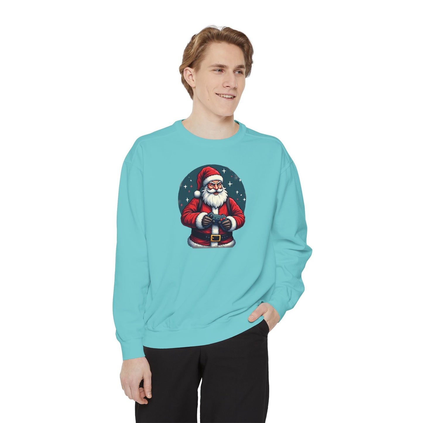 Gamer Santa, Unisex Garment-Dyed Sweatshirt