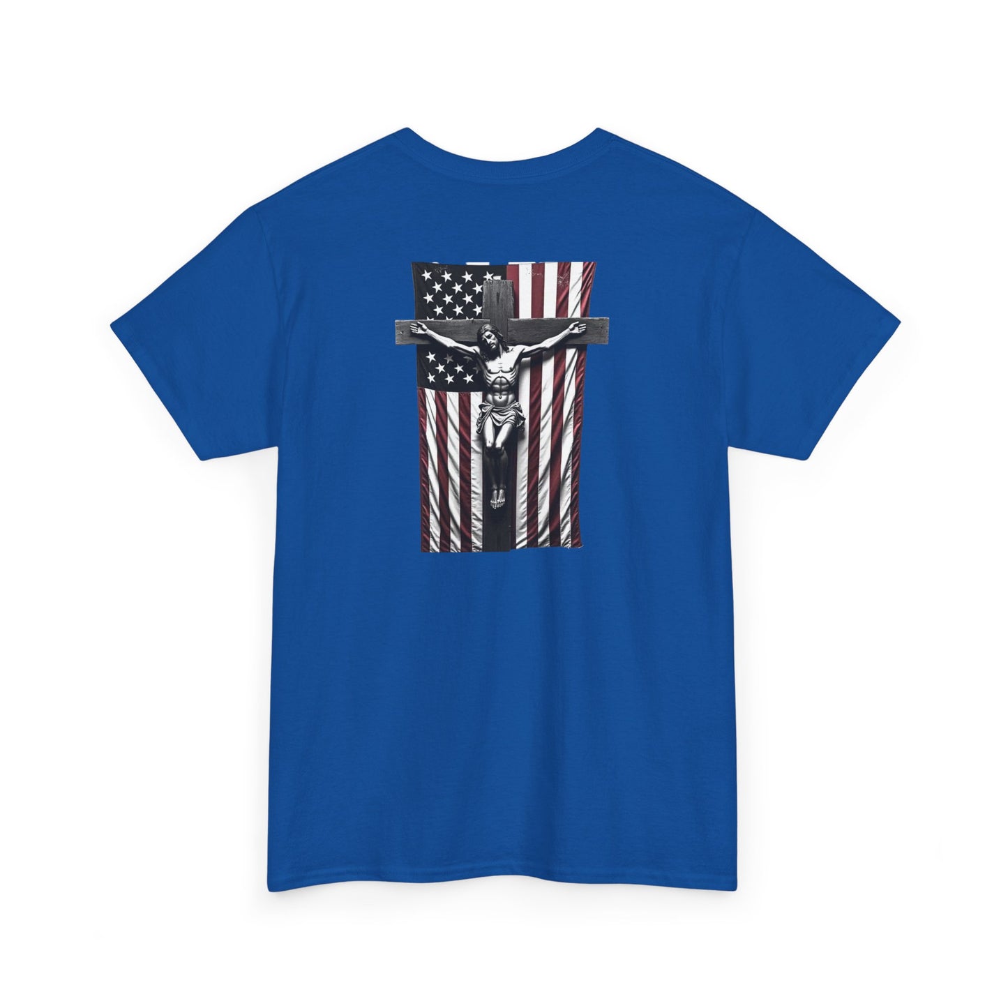A Christian Nation T-Shirt — Crucifix Over American Flag Graphic Tee