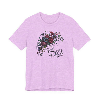 Whispers of Night Floral Tee — Dark Rose Bouquet Graphic T-Shirt
