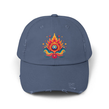 Eternal Psychedelic Flame Distressed Cap — Exploring Love Vintage Hat
