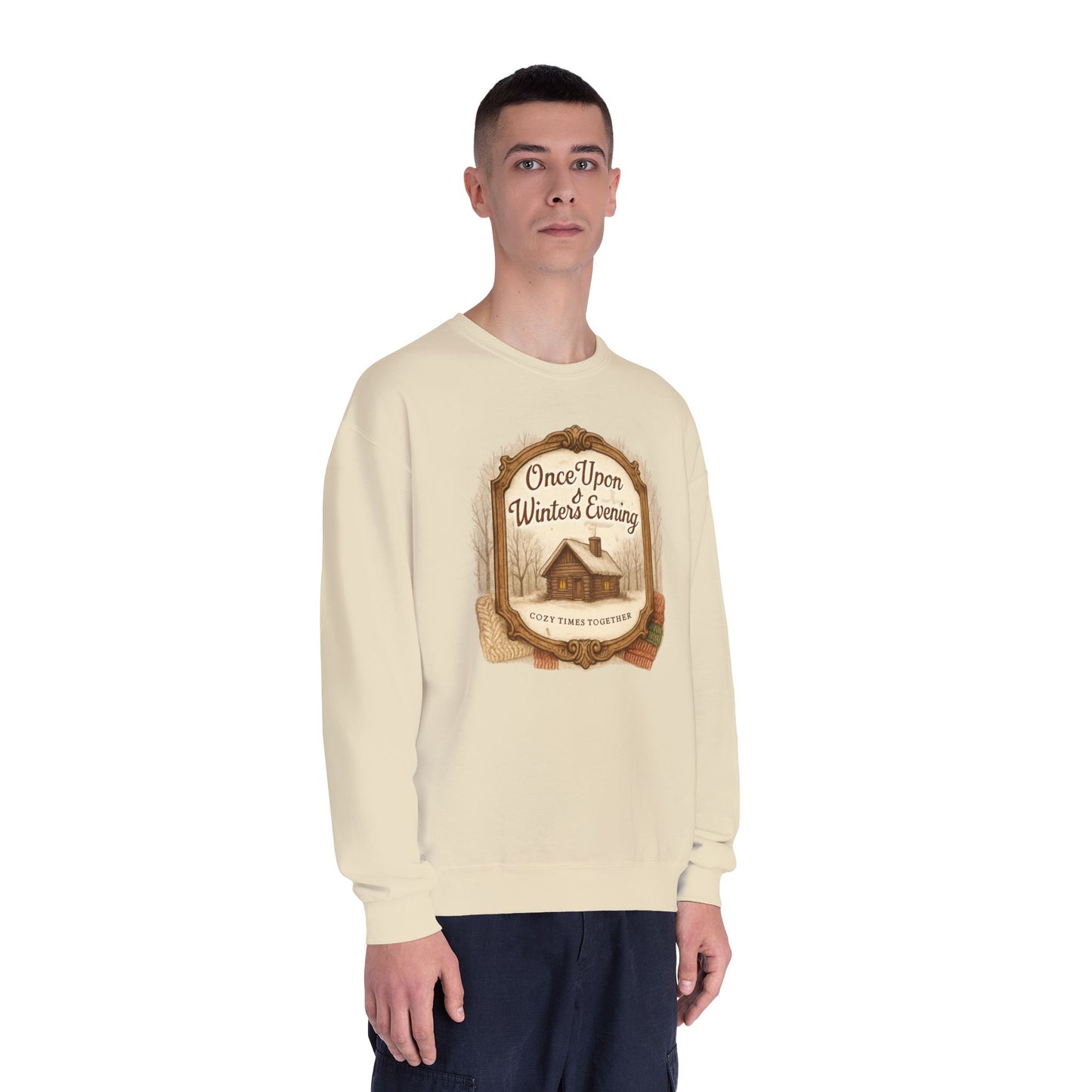 Once Upon a Winter's Cabin, Evening Sweatshirt — Cozy Vintage Holiday Crewneck