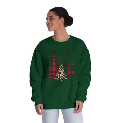 Christmas Buffalo Plaid Trees & Reindeer Crewneck Sweatshirt