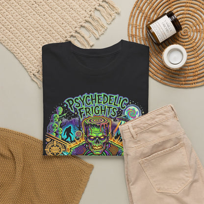 Psychedelic Monsters Halloween Tee — Spooky Pumpkin and Sasquatch Horror Graphic T-Shirt