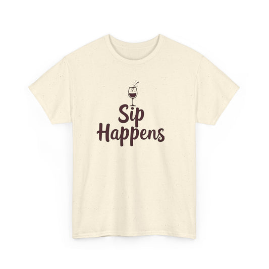 Sip Happens Unisex Heavy Cotton Tee - Funny Graphic Shirt, Casual Wear, Gift for Coffee Lovers, Everyday Comfort, Birthday Party T-Shirt - Psychonaut Swag