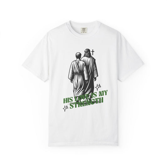 Christian T-Shirt — "His Love Is My Strength" Graphic Tee