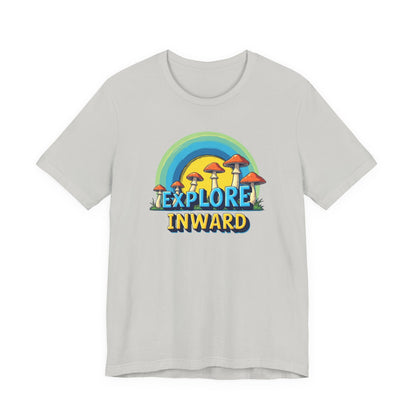 Explore Inward T-Shirt — Retro Mushroom Rainbow Graphic Tee