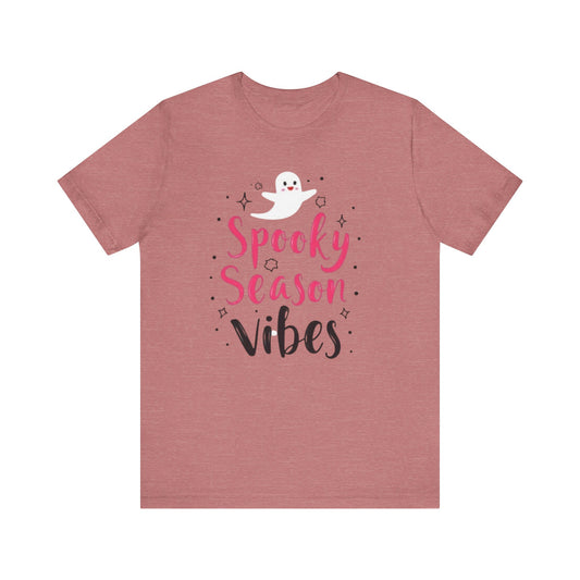 Spooky Season Vibes Tee, Halloween T-Shirt, Unisex Ghost Shirt, Cute Fall Apparel, Casual Halloween Outfit, Halloween Gift