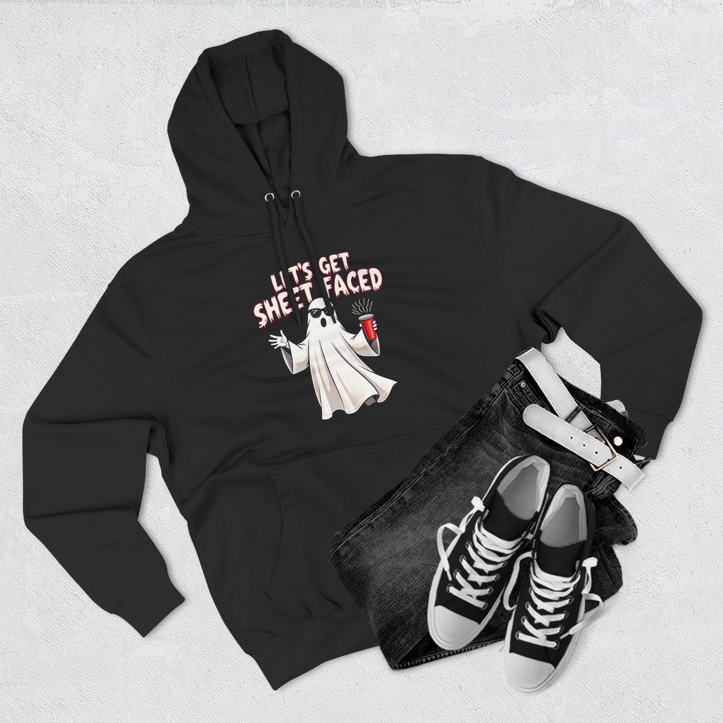 Let's Get Sheet-Faced Hoodie — Funny Ghost Halloween Pullover