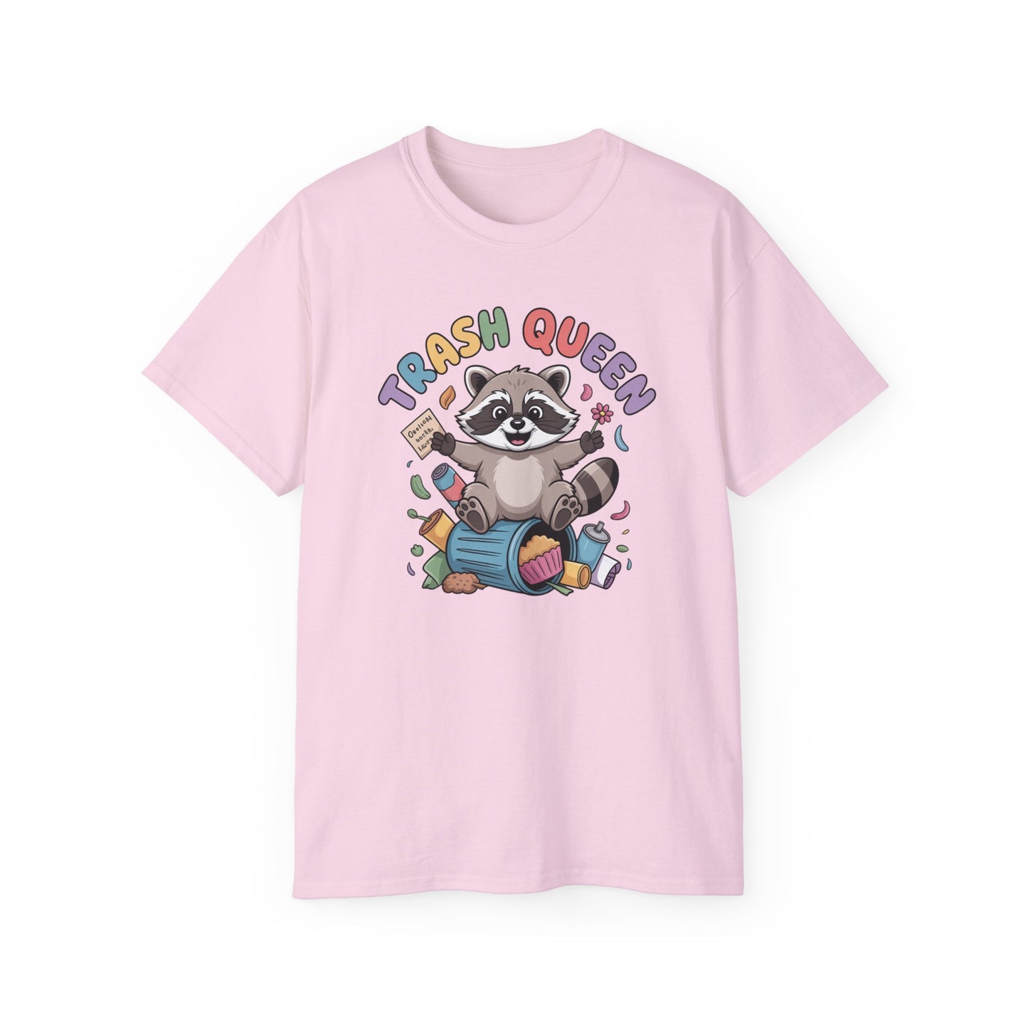 Trash Queen T‑Shirt — Cute Raccoon Recycling Humor Tee