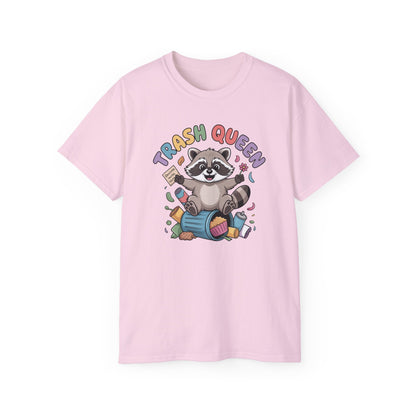 Trash Queen T‑Shirt — Cute Raccoon Recycling Humor Tee