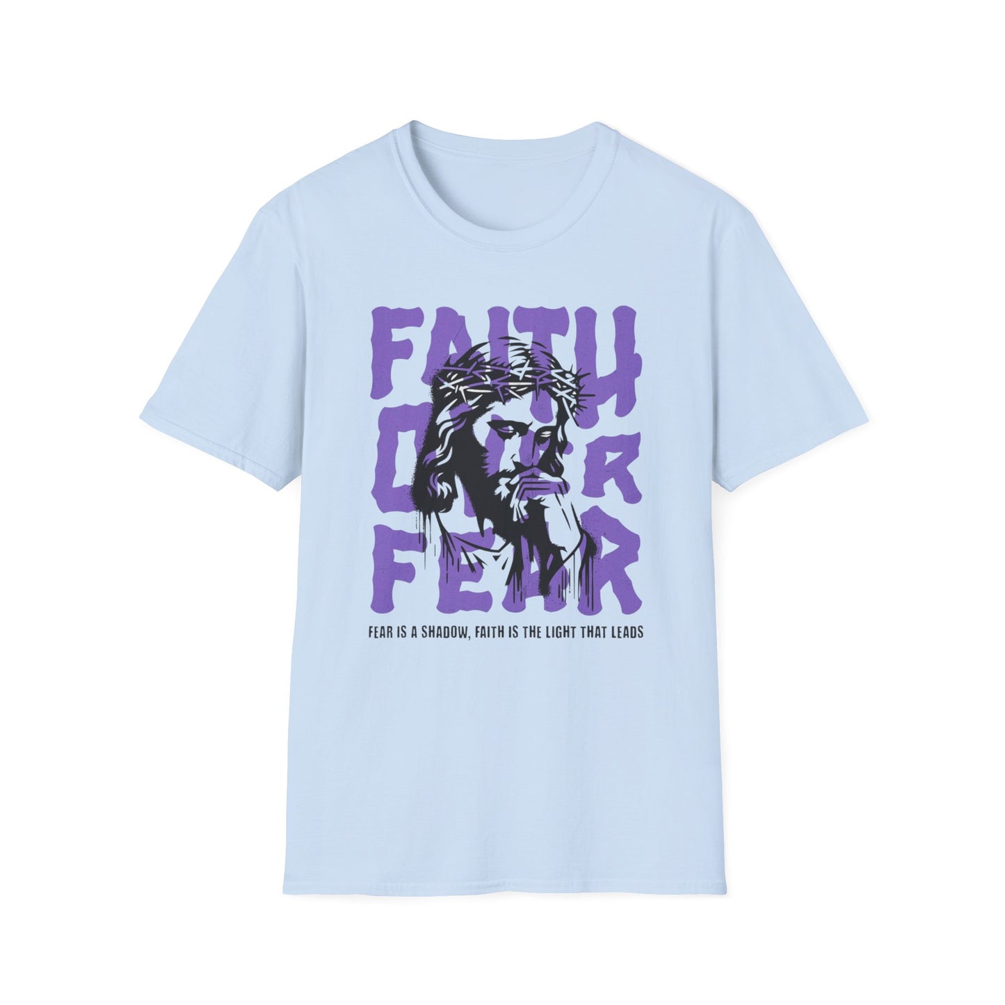 Faith Over Fear T-Shirt — Christian Jesus Graphic Tee (Faith Over Fear purple design)